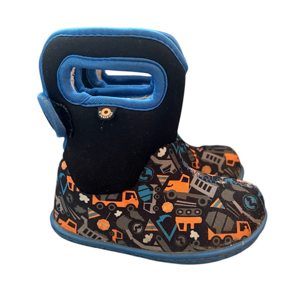 Bogs Kids Boots - Black and Blue with Orange Accents